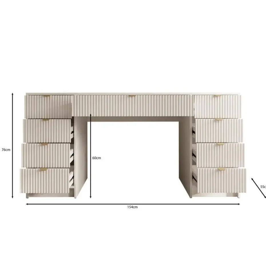 Meubella - Bureau Tavares 2 - Wit - 154 cm