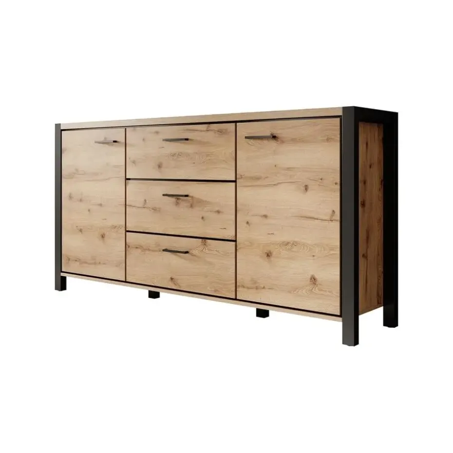 Meubella - Dressoir Acapulco - Eiken - Zwart - 180 cm