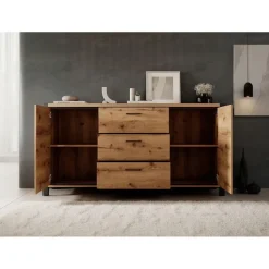 Meubella - Dressoir Acapulco - Eiken - Zwart - 180 cm