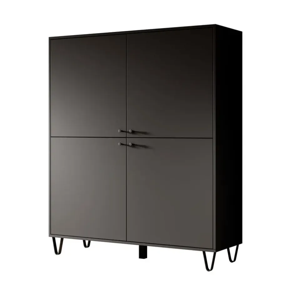 Meubella - Dressoir Apula - Antraciet - 124 cm - Dicht