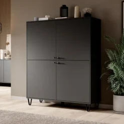 Meubella - Dressoir Apula - Antraciet - 124 cm - Dicht