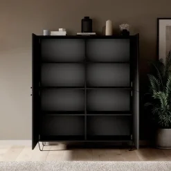 Meubella - Dressoir Apula - Antraciet - 124 cm - Dicht