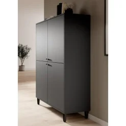 Meubella - Dressoir Apula - Antraciet - 124 cm - Dicht