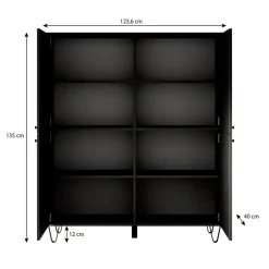 Meubella - Dressoir Apula - Antraciet - 124 cm - Dicht
