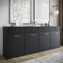 Meubella - Dressoir Dream - Zwart - 200 cm