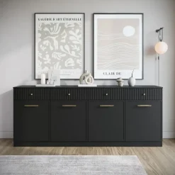 Meubella - Dressoir Dream - Zwart - 200 cm