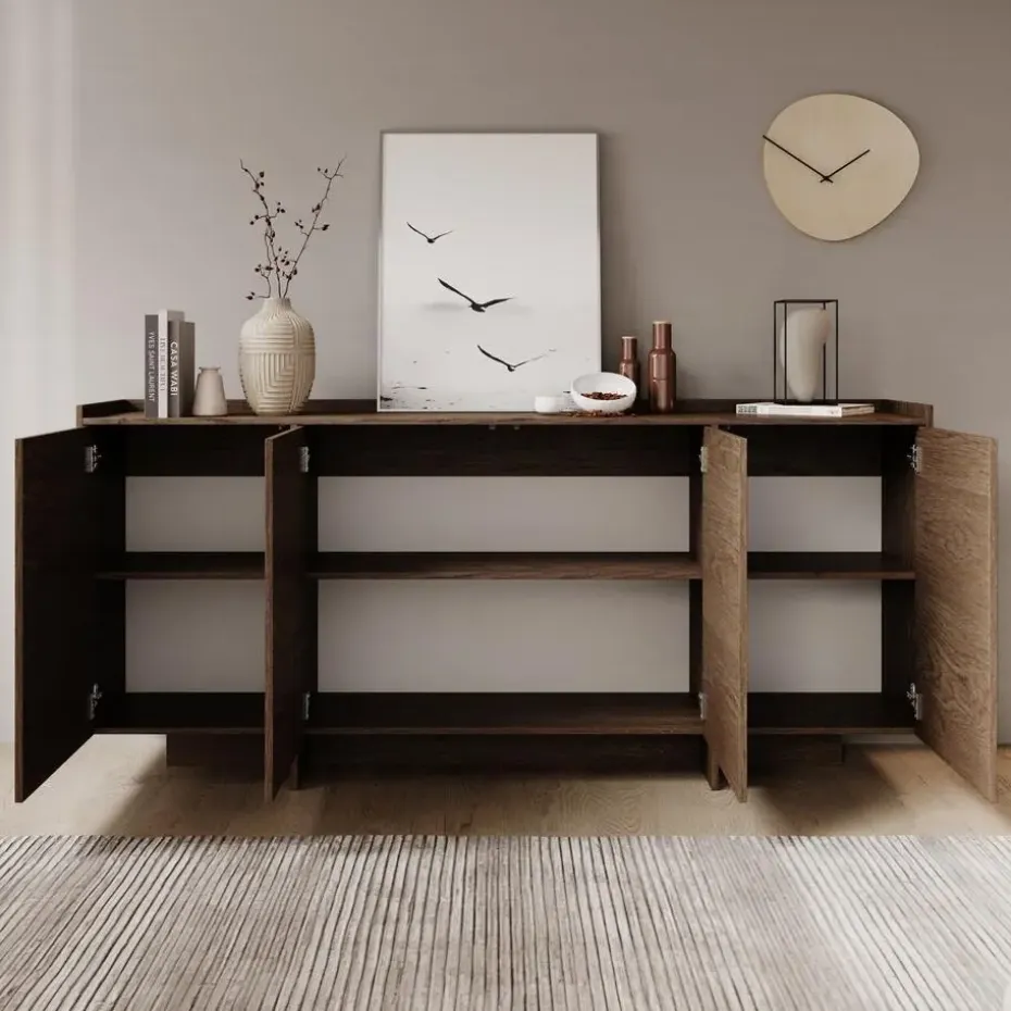 Meubella - Dressoir Jaxon - Donker eiken - 200 cm