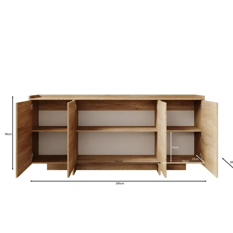 Meubella - Dressoir Jaxon - Donker eiken - 200 cm