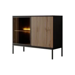 Meubella - Dressoir Legend - Mat zwart - Eiken - 104 cm