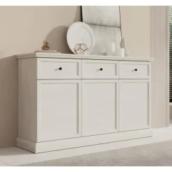 Meubella - Dressoir Leroy - Wit eiken - 146 cm