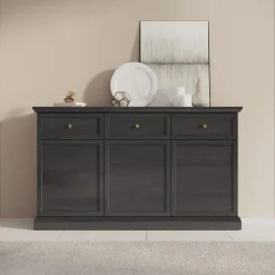 Meubella - Dressoir Leroy - Zwart eiken - 146 cm