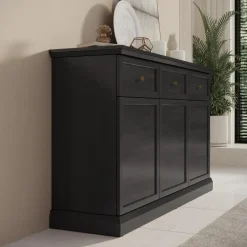 Meubella - Dressoir Leroy - Zwart eiken - 146 cm