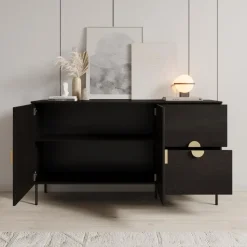 Meubella - Dressoir Monor - Zwart eiken - 160 cm