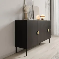 Meubella - Dressoir Monor - Zwart eiken - 160 cm
