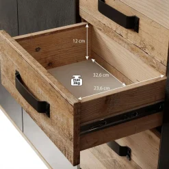 Meubella - Dressoir Montreal - Grijs - Old wood - 160 cm