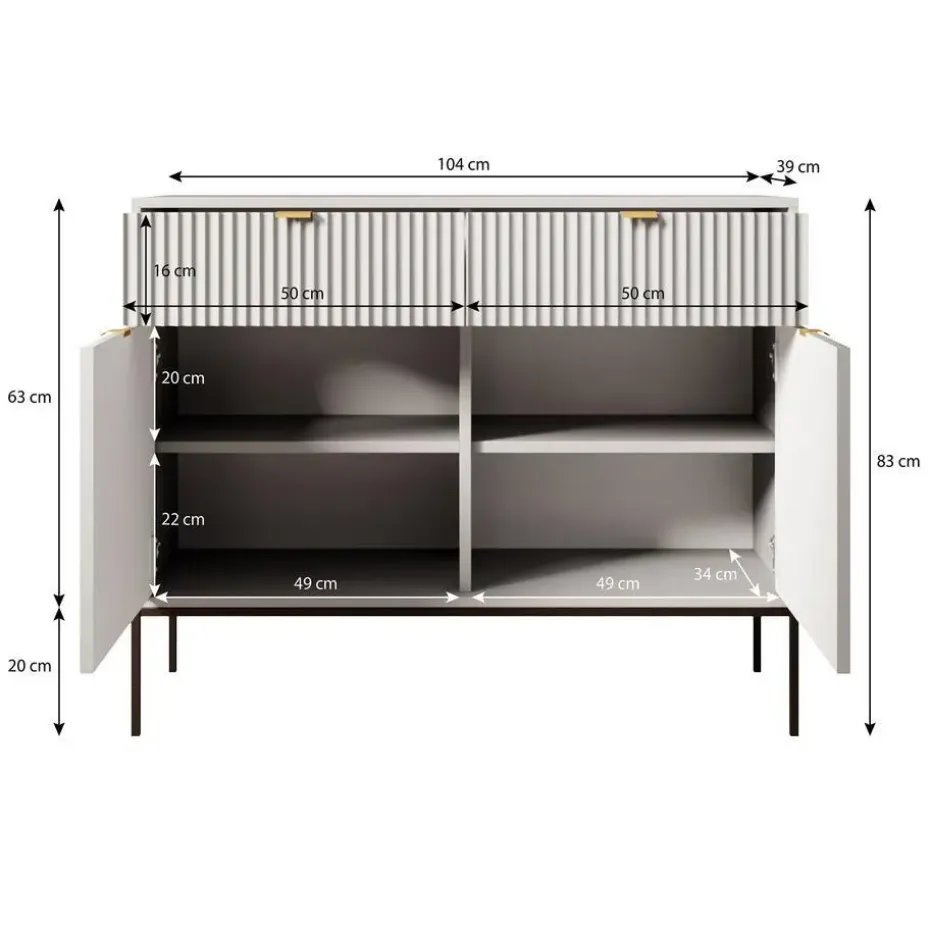 Meubella - Dressoir Navil 2 - Beige - 104 cm