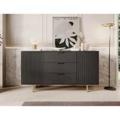 Meubella - Dressoir Nicola - Mat zwart - 150 cm