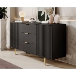 Meubella - Dressoir Nicola - Mat zwart - 150 cm