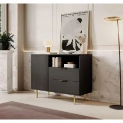 Meubella - Dressoir Nicola - Mat zwart - 107 cm