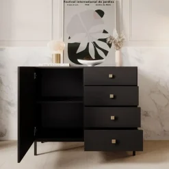 Meubella - Dressoir Norment - Zwart - 100 cm