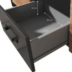 Meubella - Dressoir Olivia - Zwart - Eiken - 147 cm