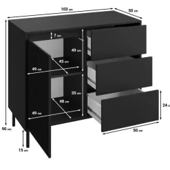 Meubella - Dressoir Orvana - Beige - 103 cm