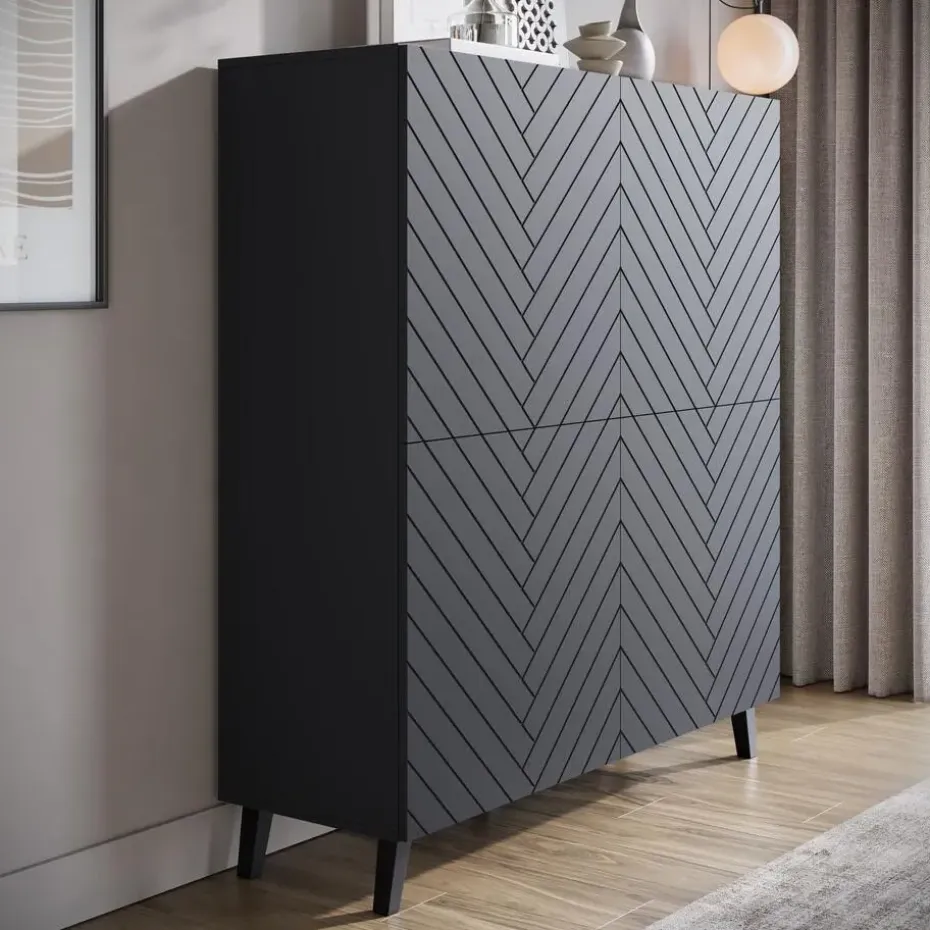 Meubella - Dressoir Pulse - Zwart - 120 cm