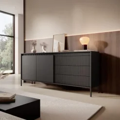 Meubella - Dressoir Saran - Mat zwart - 187 cm