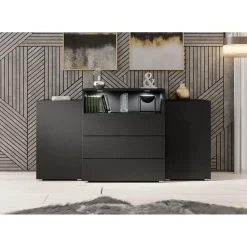 Meubella - Dressoir Universal - Mat Zwart - 150 cm