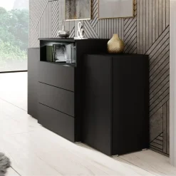 Meubella - Dressoir Universal - Mat Zwart - 150 cm