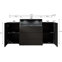 Meubella - Dressoir Universal - Mat Zwart - 150 cm