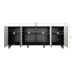 Meubella - Dressoir Vintar - Antraciet - 200 cm