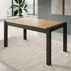 Meubella - Eetkamertafel Acapulco - Eiken - Zwart - 240 cm - Uitschuifbaar