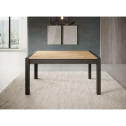 Meubella - Eetkamertafel Acapulco - Eiken - Zwart - 240 cm - Uitschuifbaar