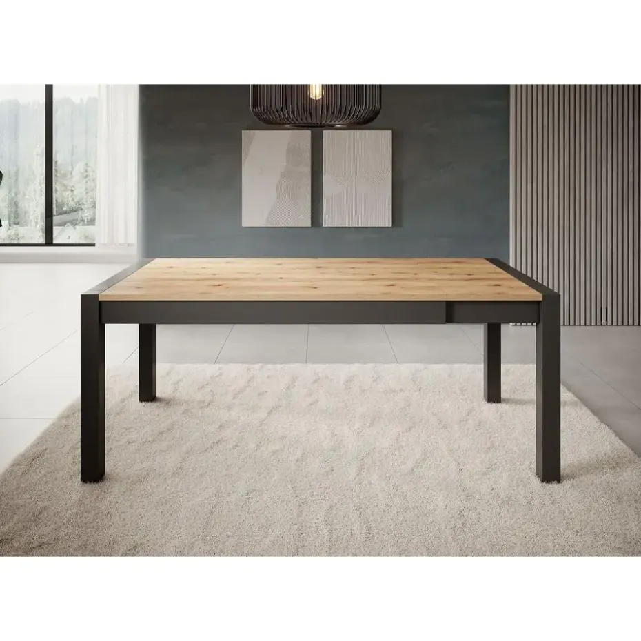 Meubella - Eetkamertafel Acapulco - Eiken - Zwart - 240 cm - Uitschuifbaar
