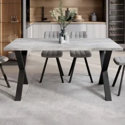 Meubella - Eetkamertafel Berry - Betonlook - 160 cm