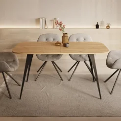 Meubella - Eetkamertafel Flix - Eiken - 160 cm - Uitschuifbaar