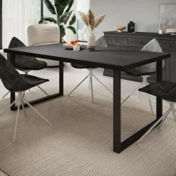 Meubella - Eetkamertafel Vince - Zwart eiken - 180 cm