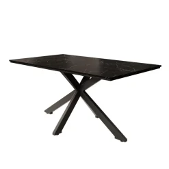 Meubella - Eetkamertafel Wabe - Zwart marmerlook - 160 cm