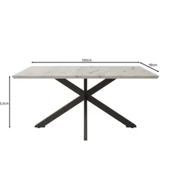 Meubella - Eetkamertafel Wabe - Zwart marmerlook - 160 cm