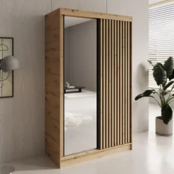 Meubella - Elles - Kledingkast met schuifdeuren - Eiken - 120x60x204 cm