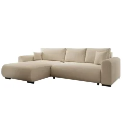 Meubella - Hoekbank Mindin - Beige teddystof - Universeel