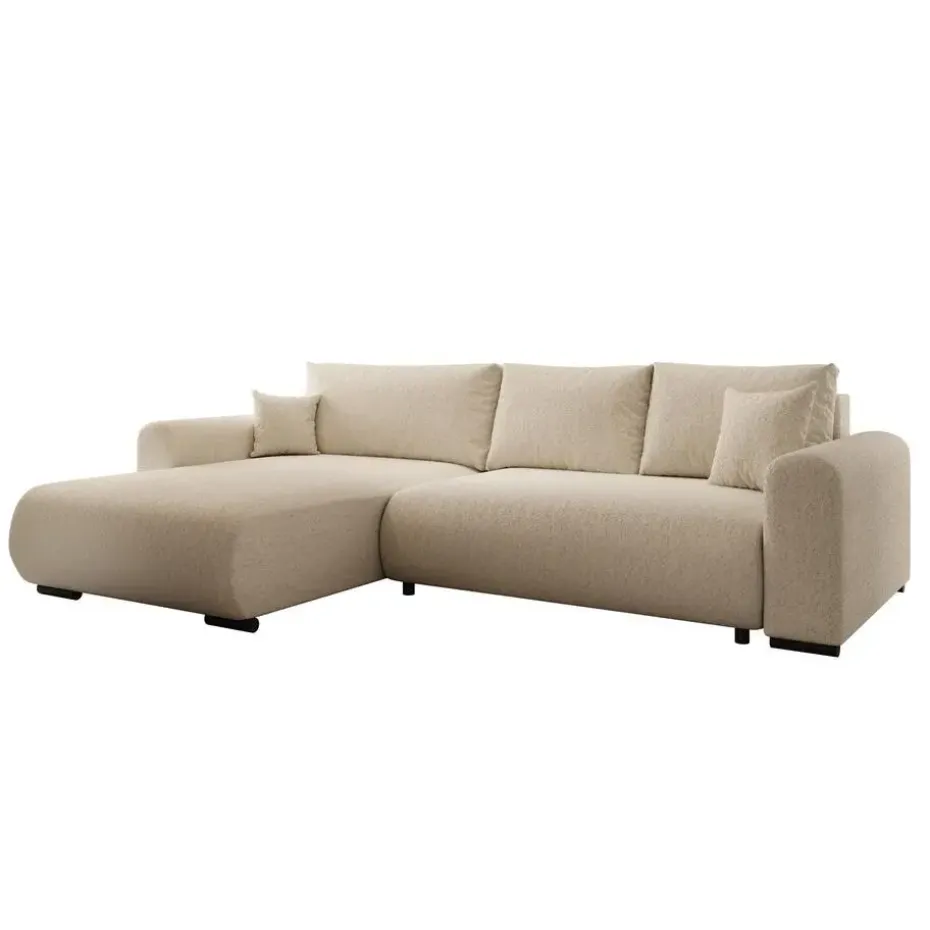 Meubella - Hoekbank Mindin - Beige teddystof - Universeel