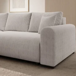 Meubella - Hoekbank Mindin - Beige ribstof - Universeel