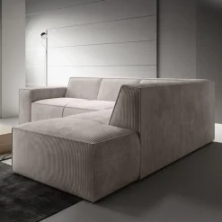 Meubella - Hoekbank Monet - Beige - Ribstof - Rechts