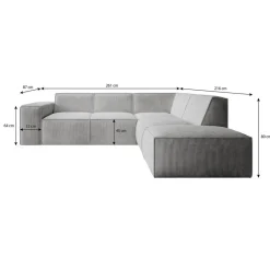 Meubella - Hoekbank Monet - Beige - Ribstof - Rechts