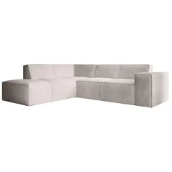 Meubella - Hoekbank Monet - Beige - Ribstof - Links