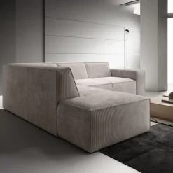 Meubella - Hoekbank Monet - Beige - Ribstof - Links