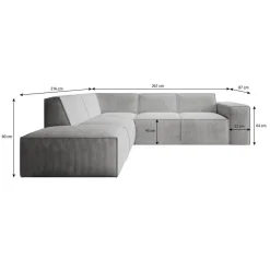 Meubella - Hoekbank Monet - Beige - Ribstof - Links