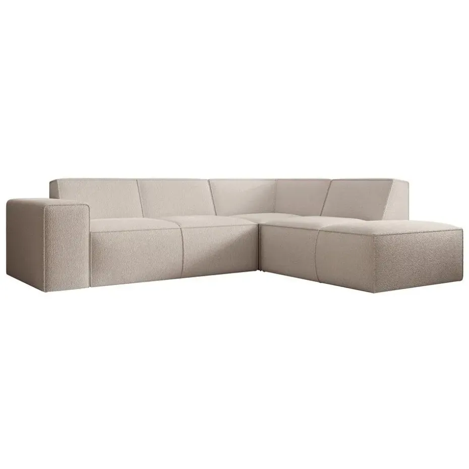 Meubella - Hoekbank Monet - Beige - Teddystof - Boucle - Rechts